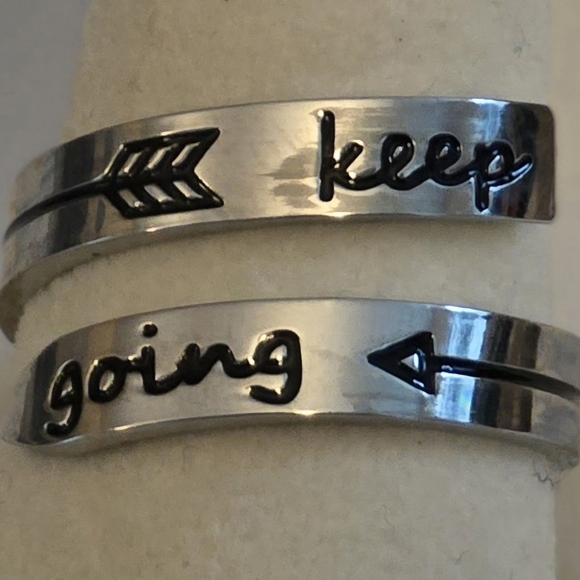 Hidden Message Adustable Ring "Keep F****** Going" Silver Color - Picture 3 of 7